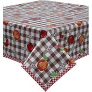 Freckled Sage Oilcloth Products Fruit and Brown Gingham Oilcloth Tablecloth You Pick The Size