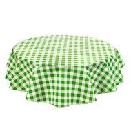 Freckled Sage Oilcloth Products Round Freckled Sage Oilcloth Tablecloth in Large Gingham Lime - You Pick the Size!