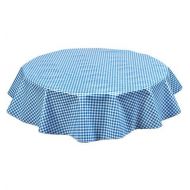 Freckled Sage Oilcloth Products Round Freckled Sage Oilcloth Tablecloth in Gingham Light Blue - You Pick the Size!