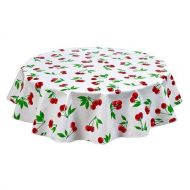 Freckled Sage Oilcloth Products Round Freckled Sage Oilcloth Tablecloth in Cherry White - You Pick the Size!