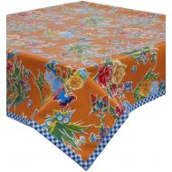 Freckled Sage Oilcloth Products Freckled Sage Oilcloth Tablecloth Edgars Butterfly Orange with Blue Gingham Trim You Pick the Size