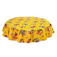 Freckled Sage Oilcloth Products Round Freckled Sage Oilcloth Tablecloth in Retro Yellow - You Pick The Size!