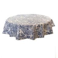 Freckled Sage Oilcloth Products Round Freckled Sage Oilcloth Tablecloth in Toile Blue - You Pick The Size!