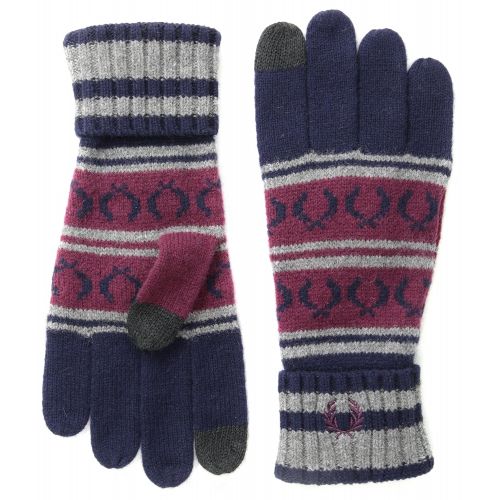  Fred+Perry Fred Perry Mens Fairisle Touchscreen Knit Gloves