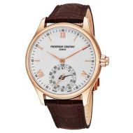 Frederique Constant Mens FC-285V5B4 Classics Silver Dial Brown Leather Strap Horological Smartwatch Swiss Quartz Watch by Frederique Constant