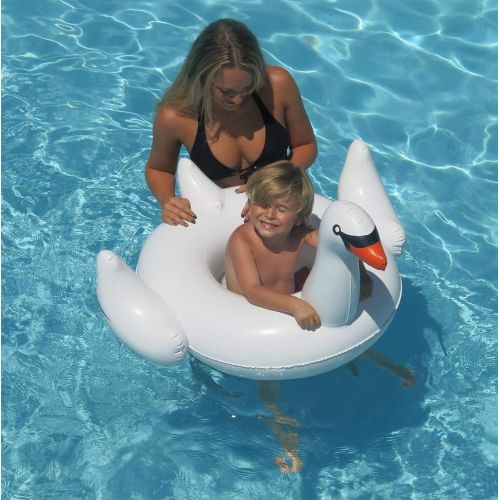  Free Swimline Kids Baby Inflatable Swan Swimming Pool Water Toy Seat Float (2 Pack)