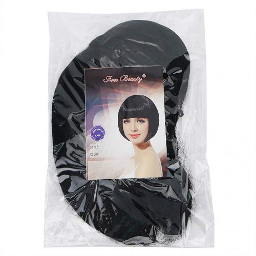  Free beauty Black Short Bob Cosplay Flapper Wig-Synthetic Costume Womens Natural Looking Halloween Party Christmas Bangs Wigs