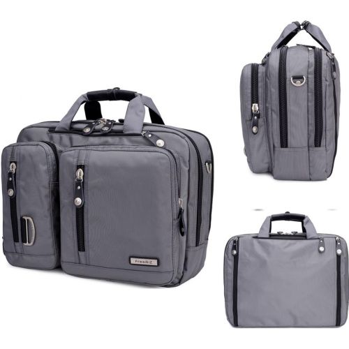  FreeBiz Laptop Bag Convertible Backpack Business Briefcase Messenger Bag Water Resistant Travel Rucksack for 17.3 Inch Laptop for Men Women Students(Gray)