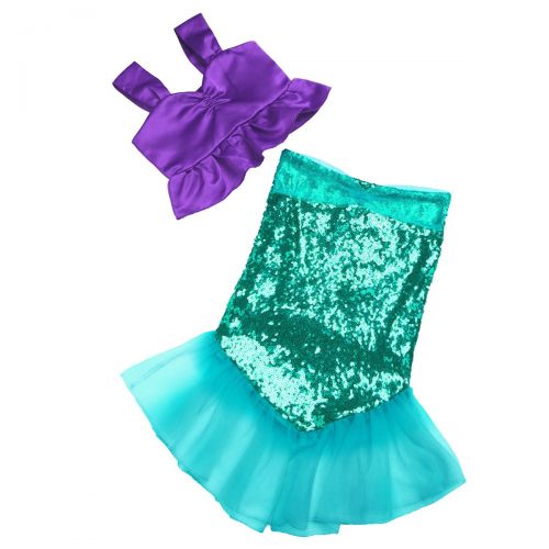  Freebily 2pcs Girls Sequined Little Mermaid Dress Ariel Costume Princess Bikini Fish Tail Swimsuit Halloween Party Cosplay