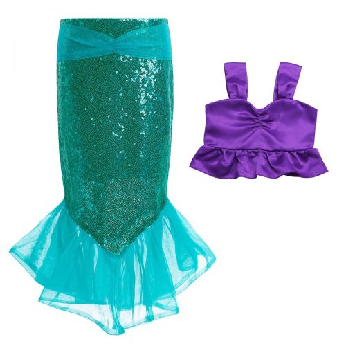  Freebily 2pcs Girls Sequined Little Mermaid Dress Ariel Costume Princess Bikini Fish Tail Swimsuit Halloween Party Cosplay