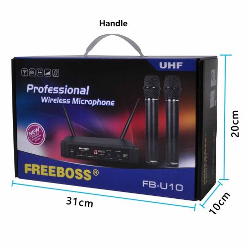  Freeboss FB-U10 Digital Uhf Wireless Microphone System Dj Karaoke 2 Lapel and 2 Headset Microphone (2 Bodypack Transmitter)