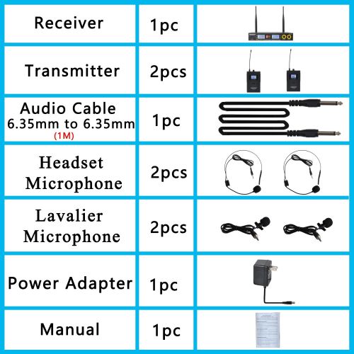  Freeboss FB-U09 Digital Uhf Wireless Microphone System Dj Karaoke 2 Lapel and 2 Headset Microphone (2 Bodypack Transmitter)