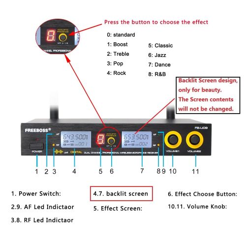  Freeboss FB-U09 Dual Way 2 Golden Metal Handheld Digital UHF Wireless Microphone