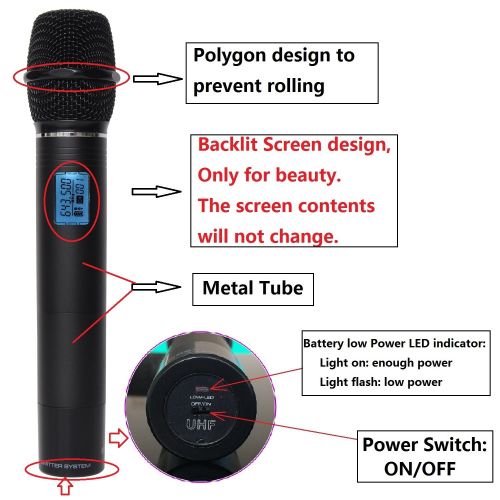  Freeboss FB-U09 2 Way Metal Handhelds Digital UHF Wireless Microphone