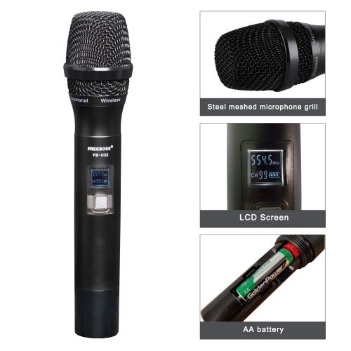  Freeboss FB-U32 2 Metal Handheld Multi-frequency 2x99 Adjustable Frequency Dj Party Church Wireless Microphone