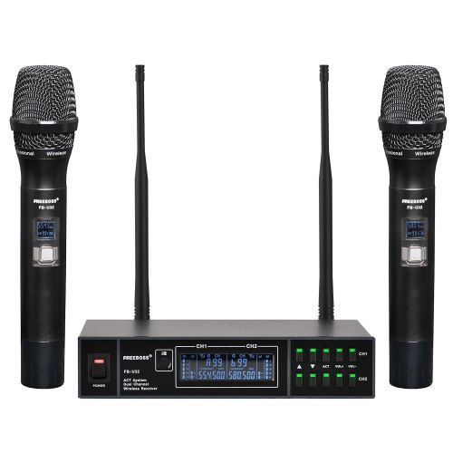  Freeboss FB-U32 2 Metal Handheld Multi-frequency 2x99 Adjustable Frequency Dj Party Church Wireless Microphone