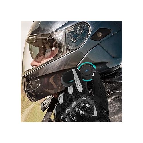  FreedConn Motorcycle Bluetooth Headset TCOM-SC BT5.0 Music Sharing Motorcycle Bluetooth Communication Systems 2 Riders 800M Helmet Intercom with LCD Screen FM Handsfree Call