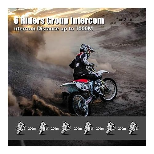  FreedConn Motorcycle Bluetooth Headset T-MAXS Pro Motorcycle Communication Systems 6 Riders 1000M Group Helmet Intercom with Music Sharing FM Radio CVC Noise Cancellation Motorcycle Accessories