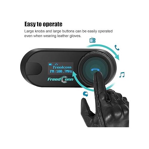 FreedConn Motorcycle Bluetooth Headset TCOM SC Helmet Communication System with Music Sharing/Universal Pairing/2-3 Riders 800M Bluetooth Intercom with LCD Screen (2Pack)