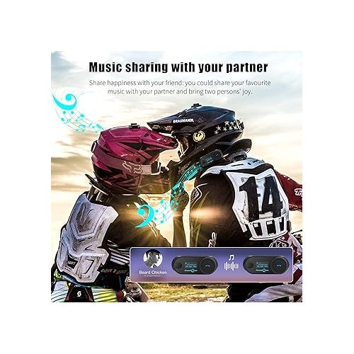  FreedConn Motorcycle Bluetooth Headset TCOM SC Helmet Communication System with Music Sharing/Universal Pairing/2-3 Riders 800M Bluetooth Intercom with LCD Screen (2Pack)