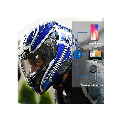  FreedConn T-COMVB Motorcycle Helmet Bluetooth Intercom Interphone Headset Headphones Kit for 2 or 3 Riders /MP3 Player/GPS/FM Radio/Hands Free (5 pin)