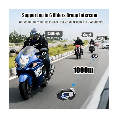  Freedconn T-Max Motorcycle Communication Systems 1000M 6 Riders Group Helmet Intercom