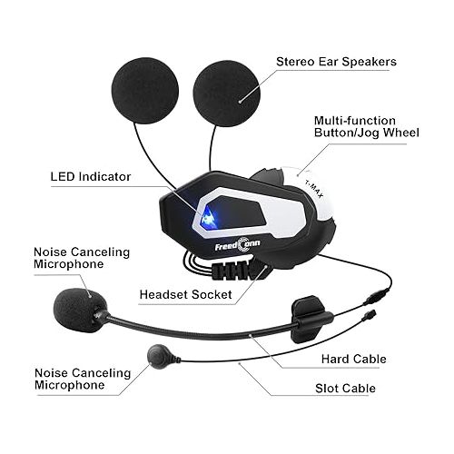  Freedconn T-Max Motorcycle Communication Systems 1000M 6 Riders Group Helmet Intercom