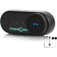 FreedConn Motorcycle Communication System Bluetooth 5.0 T-COMVB Music Sharing Helmet Bluetooth Headset for Motorbike Skiing 2~3 Riders Pairing/ 800M Intercom 1 Pack Changeable Hard & Soft Mic