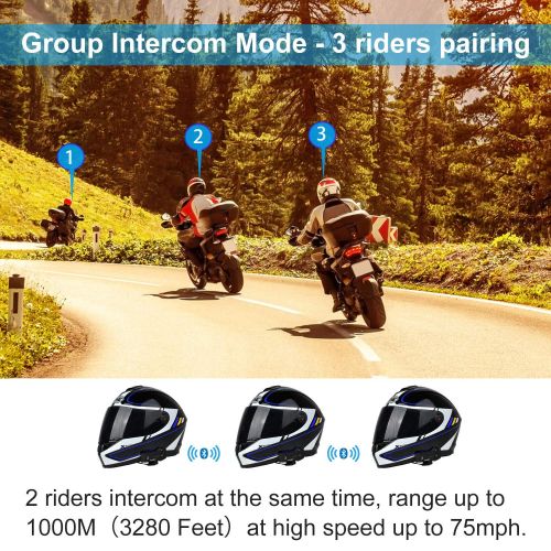  FreedConn Motorcycle Communication Systems, Colo-RC Motorcycle Helmet Bluetooth Headset Intercom with L3 Remote Controller (NFC,FM Radio,Handsfree,Range-1000M,2-3Riders Pairing)