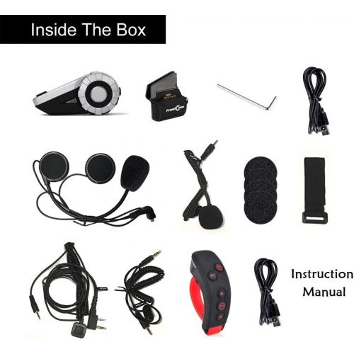  FreedConn Motorcycle Helmet Group Communication System T-Rex 1500M 8-Way Bluetooth Headset Intercom Interphone with L3 PTT Handlebar BT Remote Controller (FM Radio/Waterproof/Music