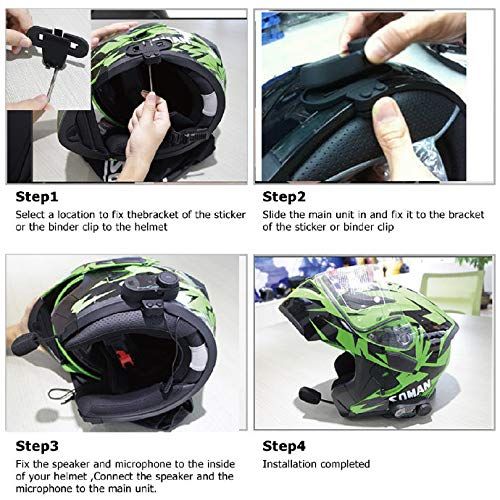 FreedConn TCOM-SC Motorcycle Helmet Bluetooth Intercom Headset Communication Systems Kit, for 2 or 3 riders, LCD Screen/FM Radio/Mobile phone/MP3/GPS connective/Range 800m/Handsfre