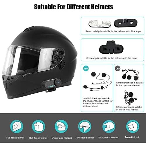  [아마존베스트]-Service-Informationen FreedConn T-Comvb Motorcycle Helmet Communication Headset, Bluetooth Intercom Speaker for Motorcycle / Riding / Skiing, 2 - 3 Rider Full Duplex Handsfree BT 800M 500M / 0.3MI