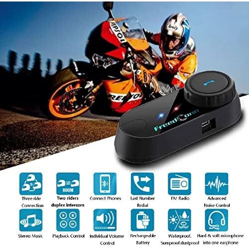  [아마존베스트]-Service-Informationen FreedConn T-Comvb Motorcycle Helmet Communication Headset, Bluetooth Intercom Speaker for Motorcycle / Riding / Skiing, 2 - 3 Rider Full Duplex Handsfree BT 800M 500M / 0.3MI