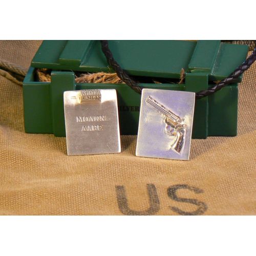  Freedom Gifts USA Pro Gun Right - Pro 2nd Amendment Gifts - Gun Jewelry - Shipwreck Finish Sterling Silver Colt Python 357 Mag Pendant and Leather Bolo Cord Necklace