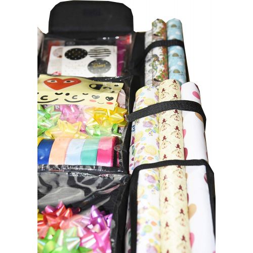  [아마존 핫딜] Freegrace Double Sided Hanging Gift Wrap Organizer | Large 16 x 41 Wrapping Paper Rolls Storage Bag | Tearproof & Space Saving Closet Gift Bag Organization Solution (Black)