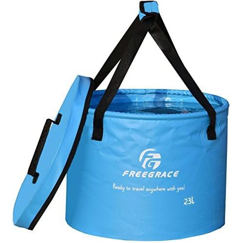  Freegrace Premium Collapsible Bucket Compact Portable Folding Water Container Lightweight & Durable Includes Handy Tool Mesh Pocket