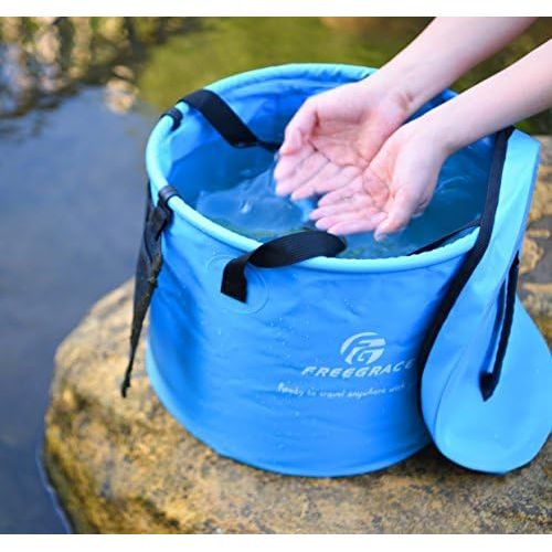 Freegrace Premium Collapsible Bucket Compact Portable Folding Water Container Lightweight & Durable Includes Handy Tool Mesh Pocket