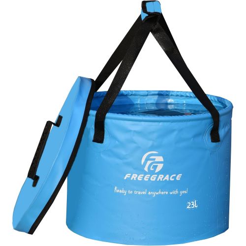  Freegrace Premium Collapsible Bucket Compact Portable Folding Water Container Lightweight & Durable Includes Handy Tool Mesh Pocket