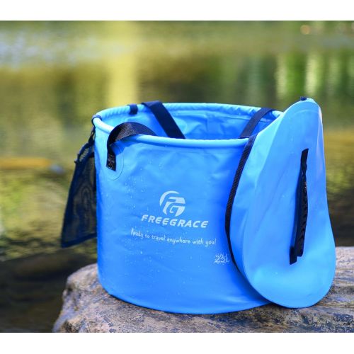  Freegrace Premium Collapsible Bucket Compact Portable Folding Water Container Lightweight & Durable Includes Handy Tool Mesh Pocket