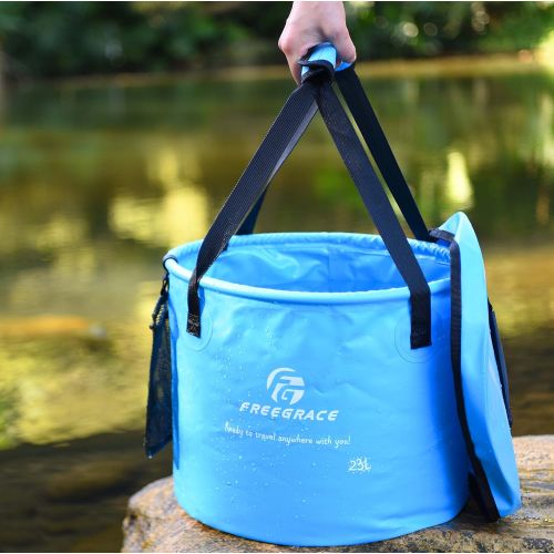  Freegrace Premium Collapsible Bucket Compact Portable Folding Water Container Lightweight & Durable Includes Handy Tool Mesh Pocket