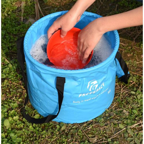  Freegrace Premium Collapsible Bucket Compact Portable Folding Water Container Lightweight & Durable Includes Handy Tool Mesh Pocket