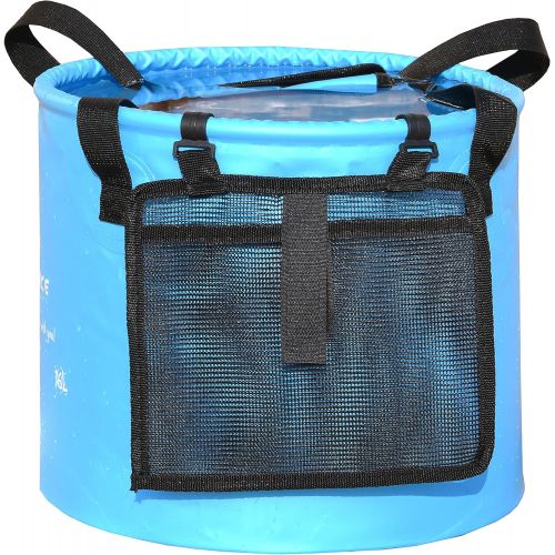  Freegrace Premium Collapsible Bucket Compact Portable Folding Water Container Lightweight & Durable Includes Handy Tool Mesh Pocket