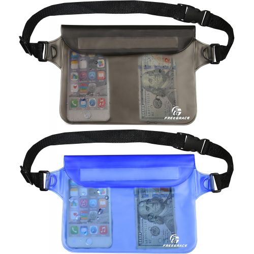  Freegrace Waterproof Pouches with Waist Strap / Pouch Case Bundle Set Keep Your Phone & Valuables Dry and Safe Waterproof Dry Bags for Boating Swimming Snorkeling Kayaking Beach