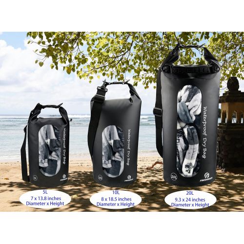  Freegrace Waterproof Dry Bags Set of 3 Dry Bag with 2 Zip Lock Seals & Detachable Shoulder Strap, Waist Pouch & Phone Case Can Be Submerged Into Water for Swimming, Kayak, Raft