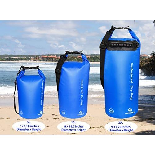  Freegrace Waterproof Dry Bags Set of 3 - Dry Bag with 2 Zip Lock Seals & Detachable Shoulder Strap, Waist Pouch & Phone Case - Can Be Submerged Into Water for Swimming, Kayak, Raft