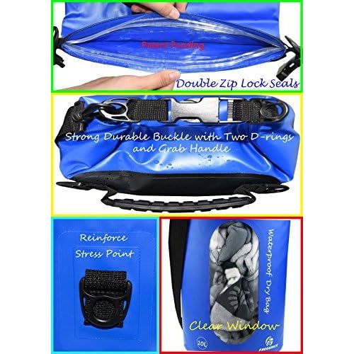  Freegrace Waterproof Dry Bags Set of 3 - Dry Bag with 2 Zip Lock Seals & Detachable Shoulder Strap, Waist Pouch & Phone Case - Can Be Submerged Into Water for Swimming, Kayak, Raft