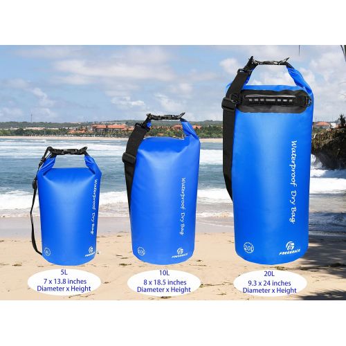  Freegrace Waterproof Dry Bags Set of 3 - Dry Bag with 2 Zip Lock Seals & Detachable Shoulder Strap, Waist Pouch & Phone Case - Can Be Submerged Into Water for Swimming, Kayak, Raft