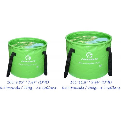  Freegrace Premium Collapsible Bucket -Multifunctional Folding Bucket -Perfect Gear for Camping, Hiking & Travel (Green, 16L)