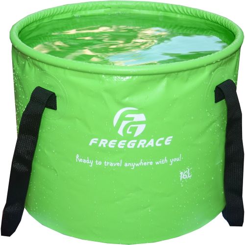  Freegrace Premium Collapsible Bucket -Multifunctional Folding Bucket -Perfect Gear for Camping, Hiking & Travel (Green, 16L)