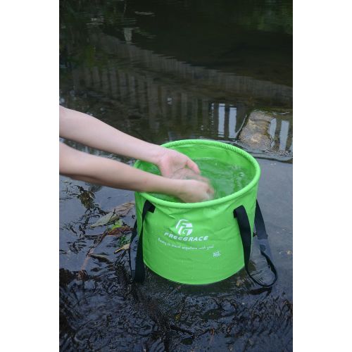  Freegrace Premium Collapsible Bucket -Multifunctional Folding Bucket -Perfect Gear for Camping, Hiking & Travel (Green, 16L)